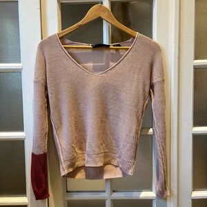 Parrish Pink and Red V-Neck Sweater